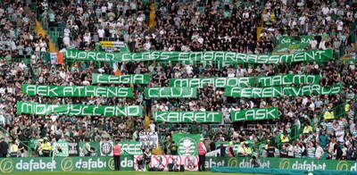 North Curve Celtic ‘World-Class Embarrassment’ Banner Says What This Board Deserves to Hear