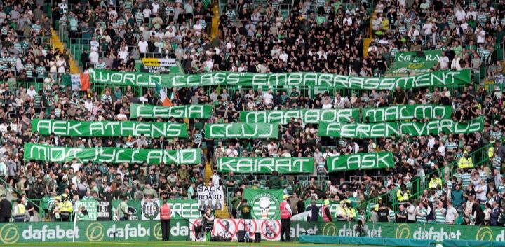 North Curve Celtic ‘World-Class Embarrassment’ Banner Says What This Board Deserves to Hear