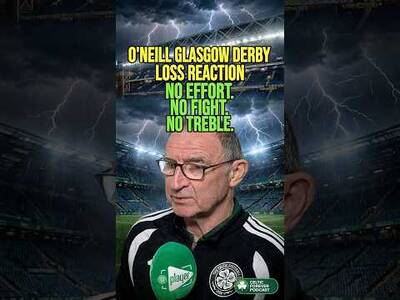 Martin O’Neill reacts after Celtic’s crushing Glasgow Derby defeat at Ibrox