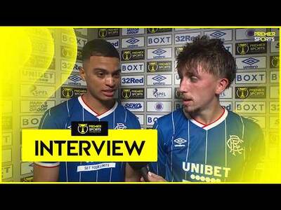 Dan Neil and Kevin Kelsy react after scoring in Rangers’ 3-0 win against Celtic