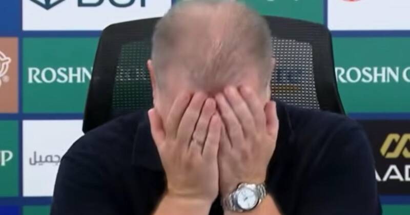 Watch moment ex-Celtic boss Postecoglou left with head in hands at press conference