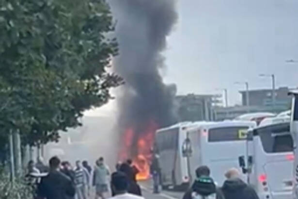 Bus catches fire near Celtic Park minutes after O** F*** game finishes