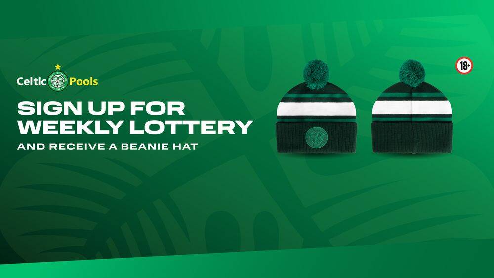 Join Celtic Pools Weekly Lottery and receive a free Celtic beanie hat