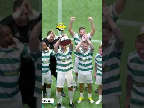 Charlie Mulgrew lifts the SPFL Tennent’s Sixes trophy for Celtic 🏆