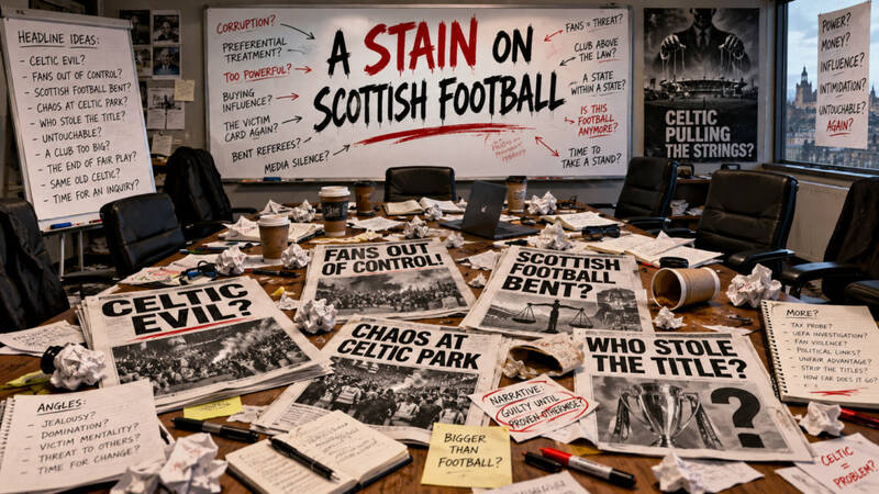 Bitter anti-Celtic hack talks about a “stain on Scottish football.” He should know.