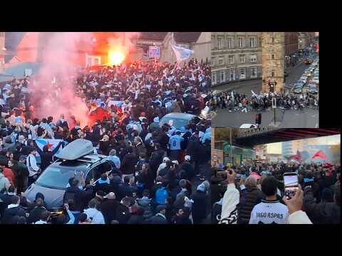 MASSIVE Celta Vigo Fans CORTEO To Celtic Park MASSIVE Celta Vigo Fans CORTEO To Celtic Park