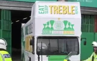Video: Celtic’s Double Treble Double Decker Bus Leaves Celtic Park to Pick Up Players Video: Celtic’s Double Treble Double Decker Bus Leaves Celtic Park to Pick Up Players
