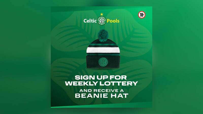Join the Celtic Pools £25,000 Weekly Lottery and receive a FREE Celtic beanie hat!