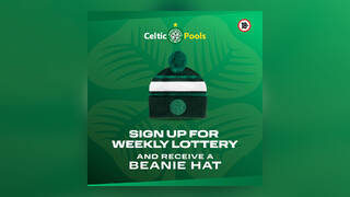 Join the Celtic Pools £25,000 Weekly Lottery and receive a FREE Celtic beanie hat!